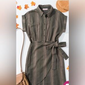 NWT faux wrap striped short sleeve utility shirt dress